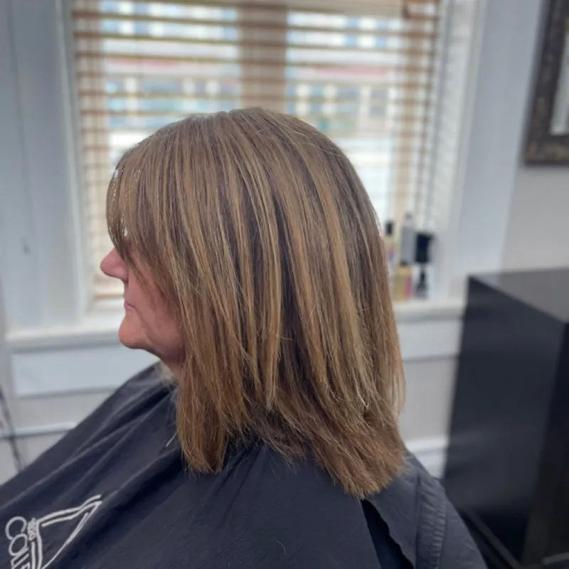 Brunette Lob Highlights